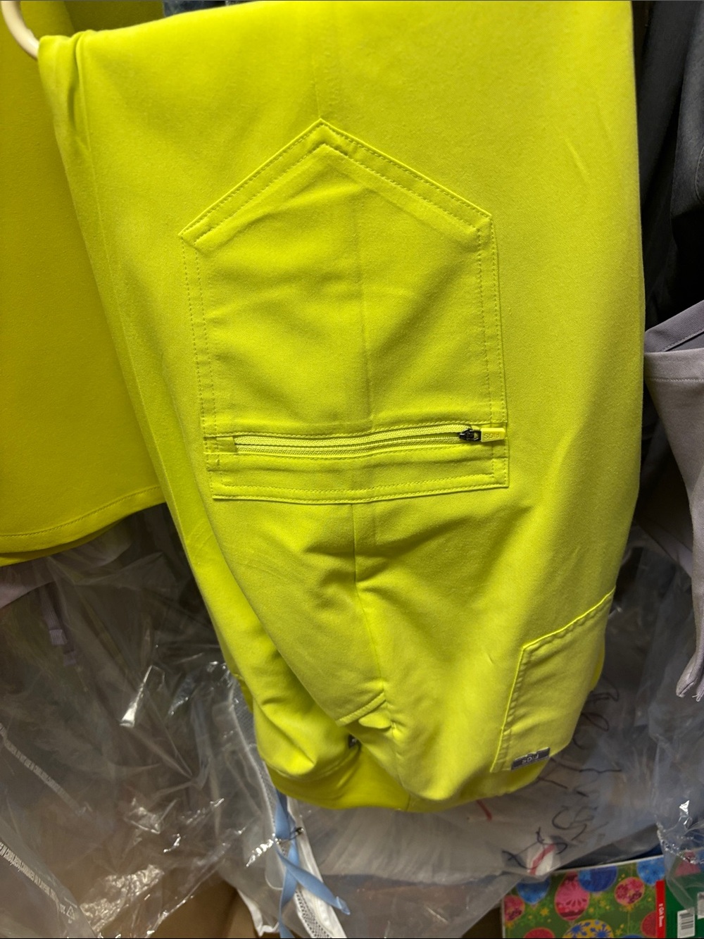 Construction, green, yellow Technical Scrub Top and pants